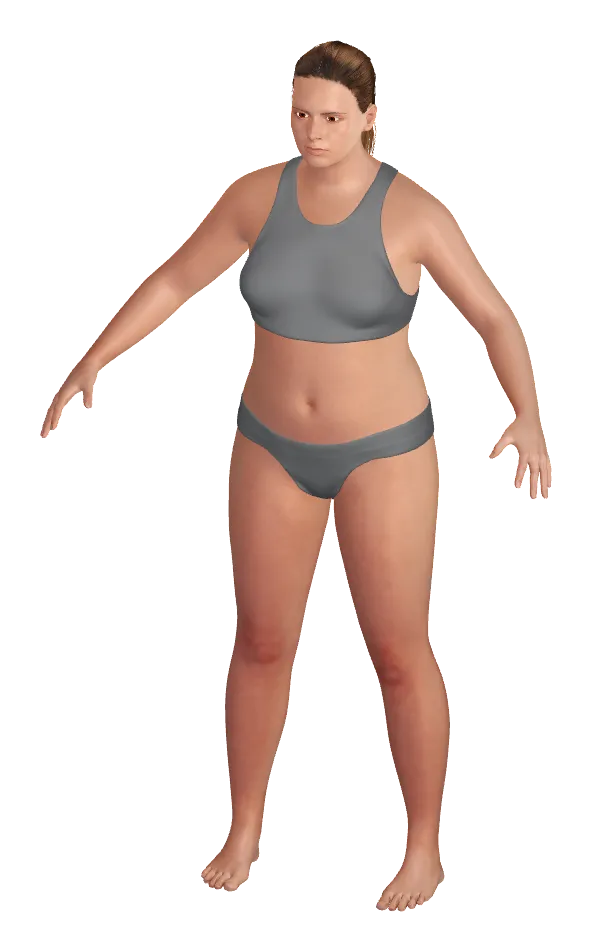 5′5″ · 143 lb, Waist 37 in, Hip 42 in
